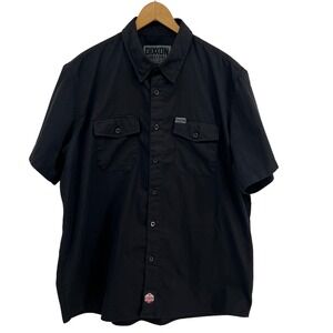 Dixxon Workforce Black Short Sleeve Button Down Work Shirt Mens XL D-Tech Blend